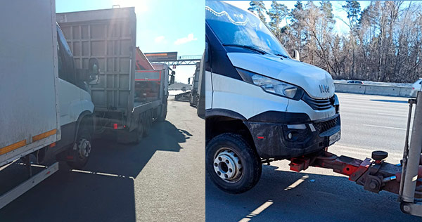 Буксировка фургона жесткой сцепкой на бриле зимой